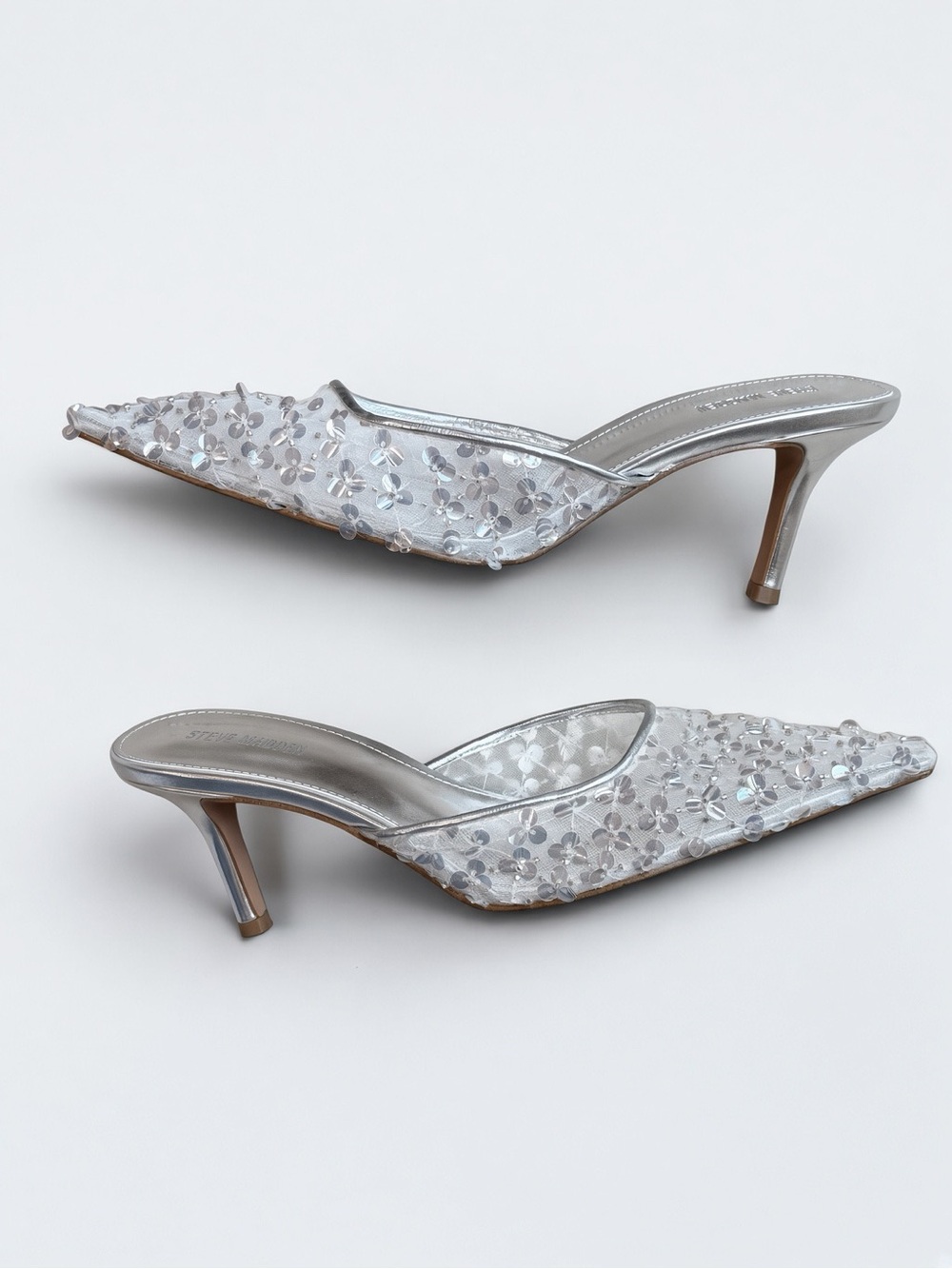 Steve Madden White Alexi Sequin Silver - Picture 14 of 14
